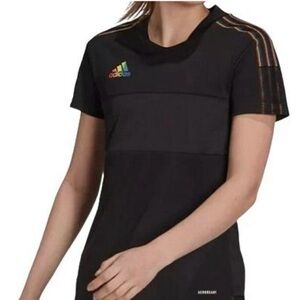 Adidas Primegreen Women’s Tiro Pride Short Sleeve Jersey (Black/Rainbow) - XL